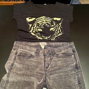 Mudd Charcoal Black Corduroy Jeans Sz 13 Tiger Shirt